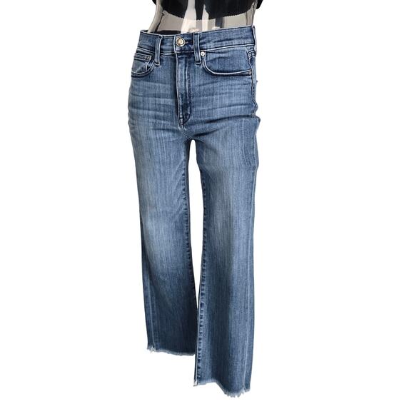 AYR The Bomb Pop Straight Leg Raw Hem High Rise Denim Blue Jeans Size 28 - Picture 5 of 16